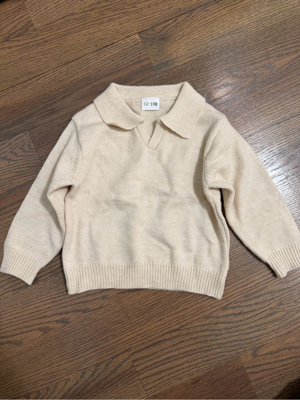Cream Knit Polo Sweater 12-18 mos - Picture 5 of 7